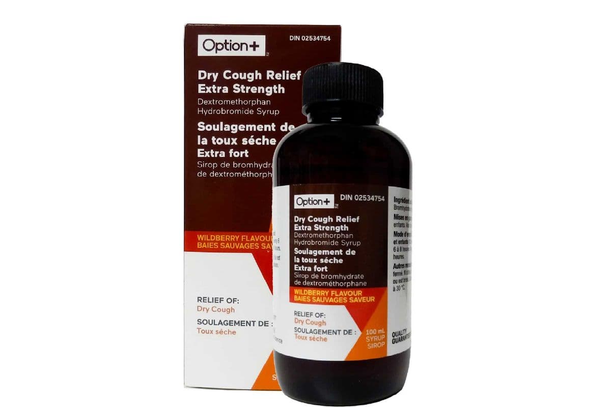 OPTION+ SYRUP DRY COUGH RELIEF DEXTROMETHORPHAN WILDBERRY FLAVOR 100ML PACK (100 ML )