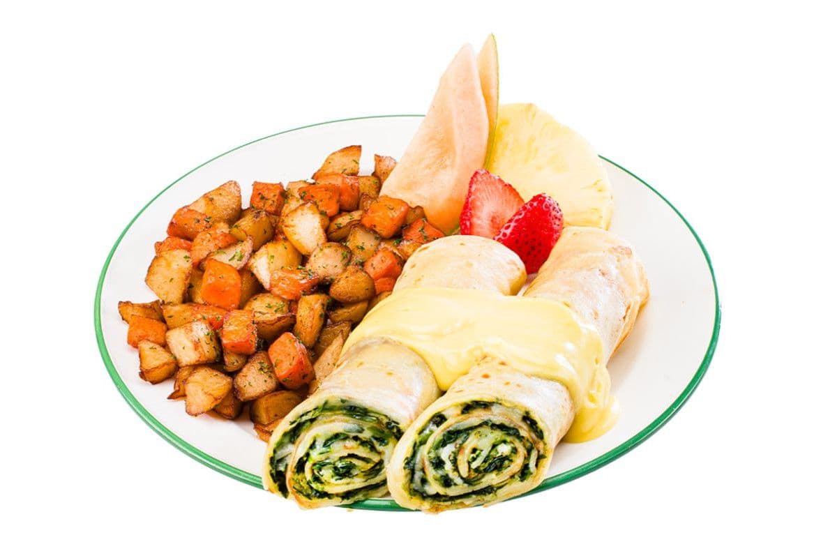 Spinach and cheddar crêpomelette