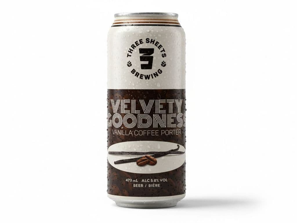 Three Sheets Brewing - Velvety Goodness PORTER, Individual 473ml beer can (5.8% ABV)