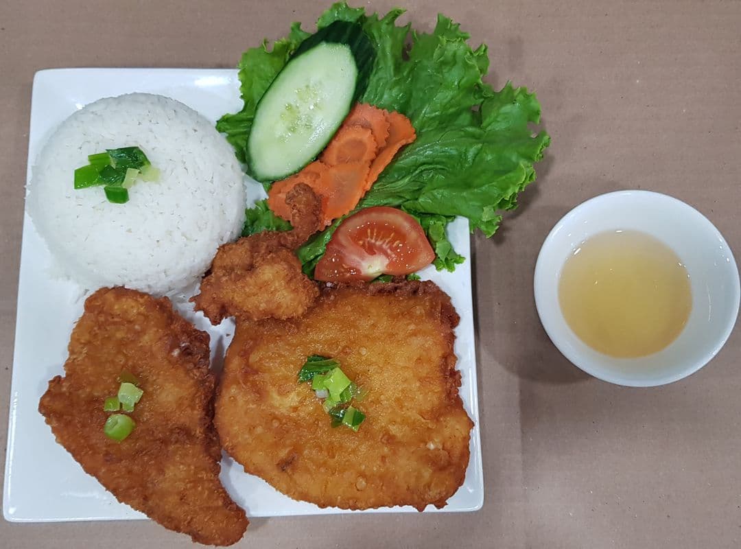 410. Crispy Battered Fish on Rice