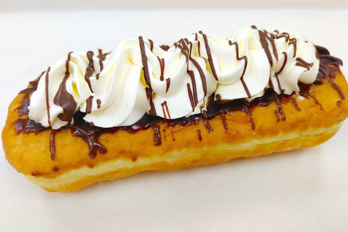 Chocolate Long John with Whipped Cream