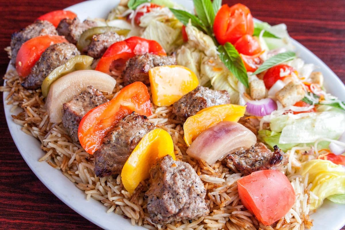 7. Steak, Beef kabob and Naan with Salad