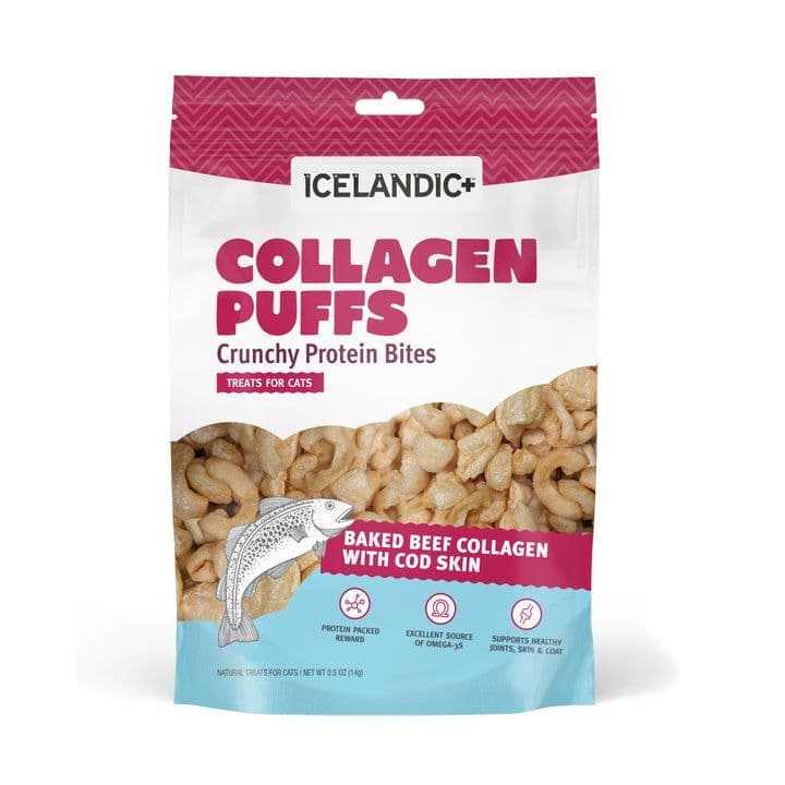 Icelandic+ Beef Collagen Puffs with Cod Skin Treats for Cats 0.5 oz