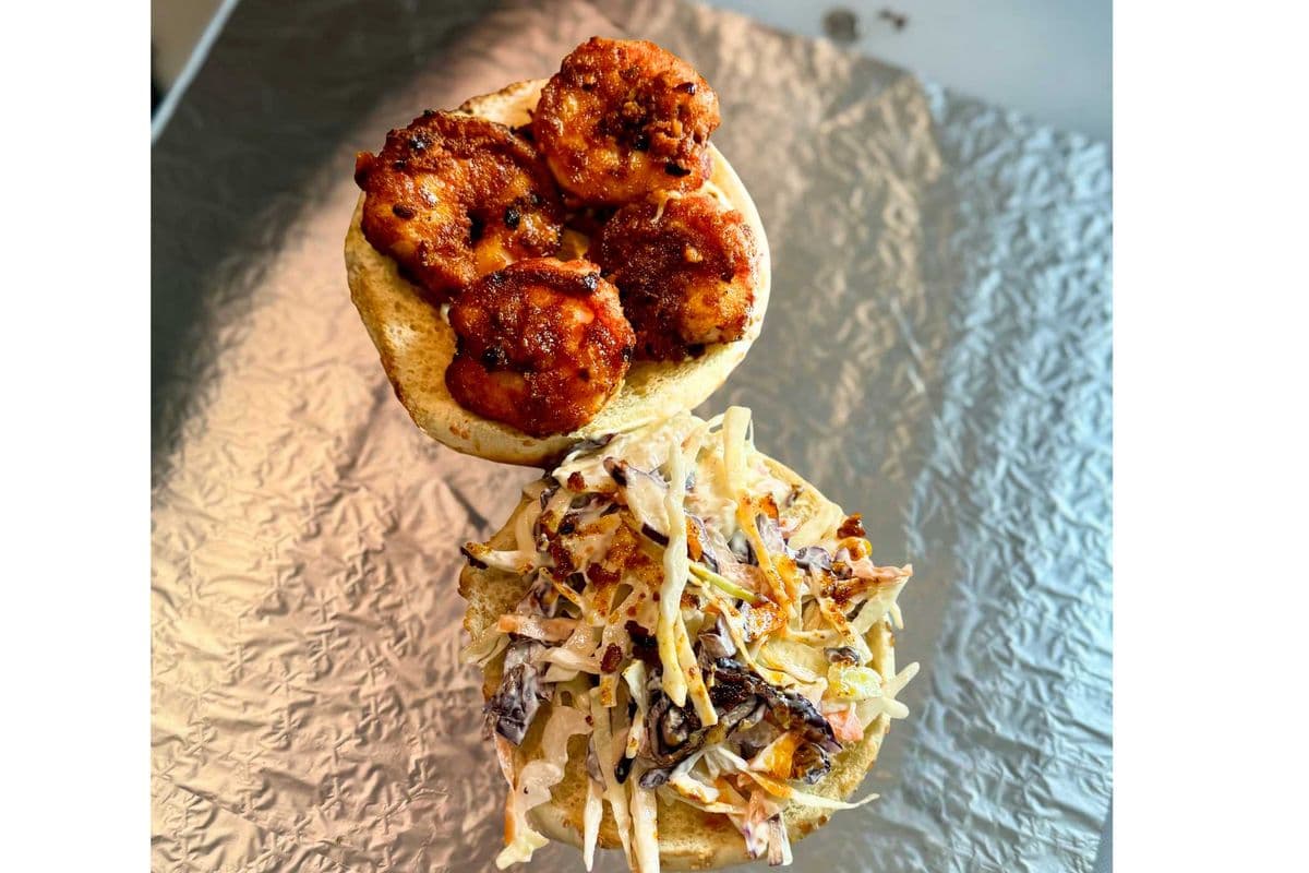 Shrimp Burger (with Mayo and Coleslaw)