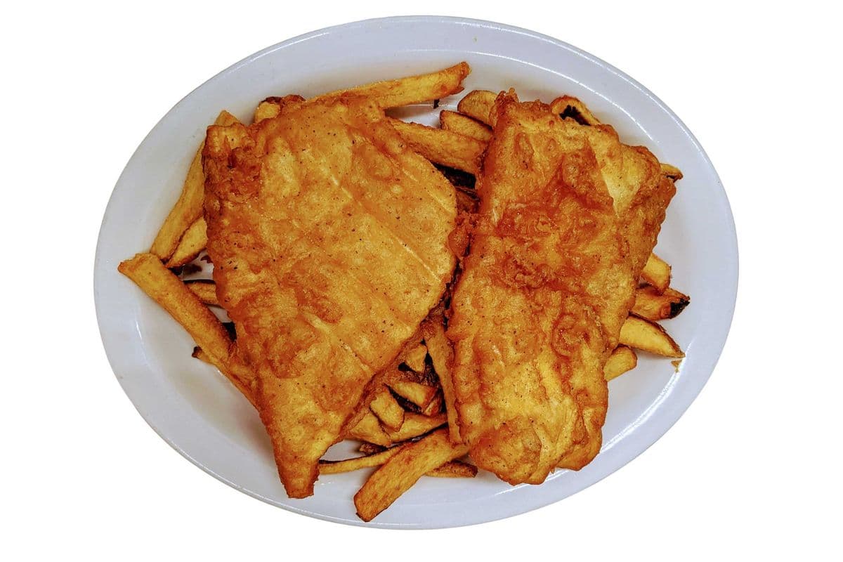 2 PC Halibut Fish (Gluten Free)(Deep Fried) with Fries (1300 Cal)