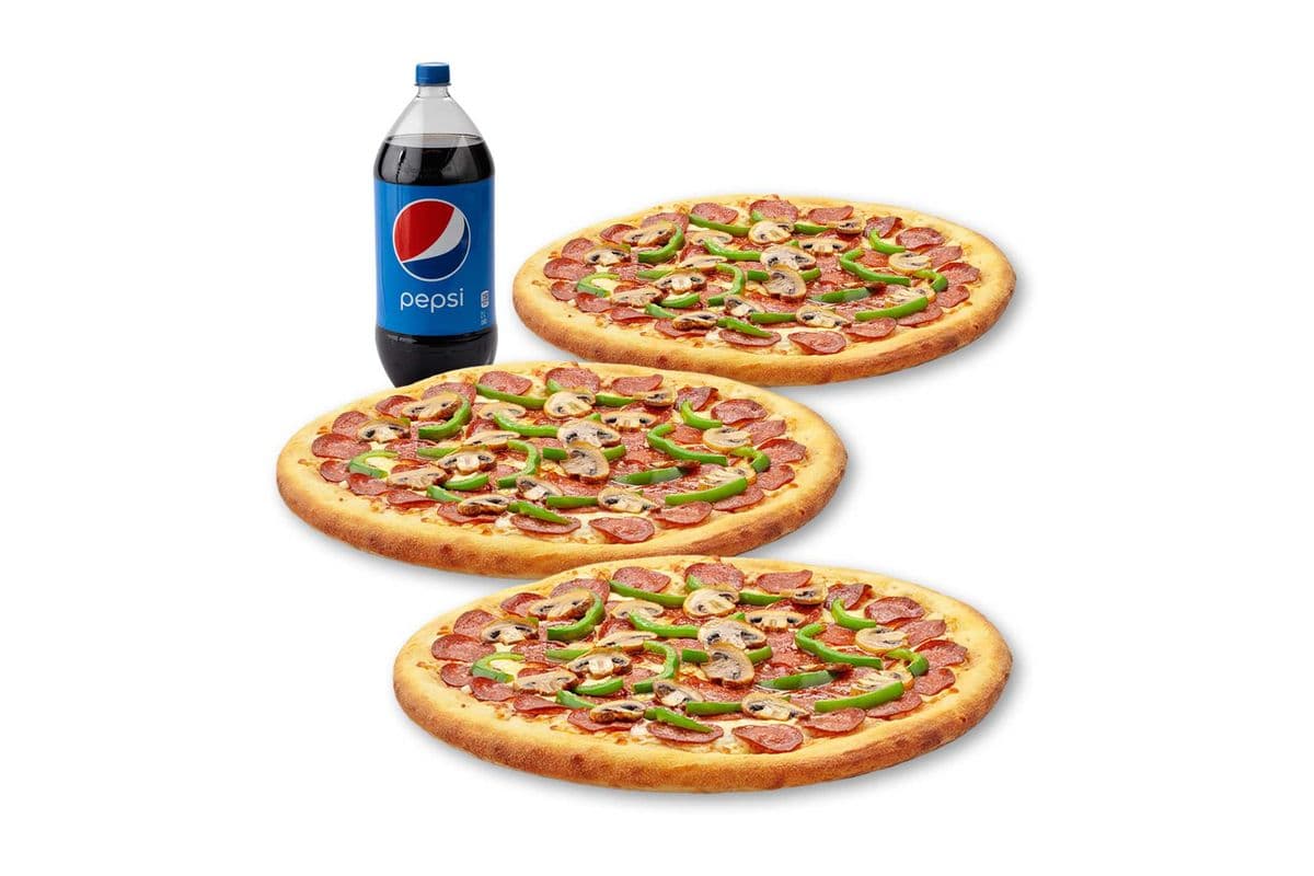 Spécial 3 Pizzas X-Larges - Toute Garnie / X-Large 3 Pizza Special - All Dressed