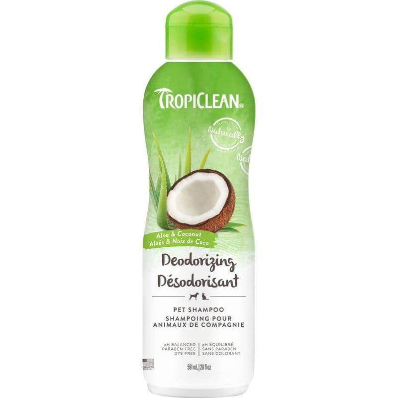 Tropiclean Aloe & Coconut Deodorizing Pet Shampoo, Naturally Derived Ingredients 20 Oz