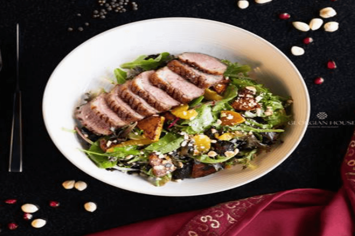 Duck Salad with Stewed Pumpkin and Orange
