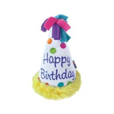 foufouBrands Birthday Hat Crinkle Plush Pet Toy, 5.6-inch Length