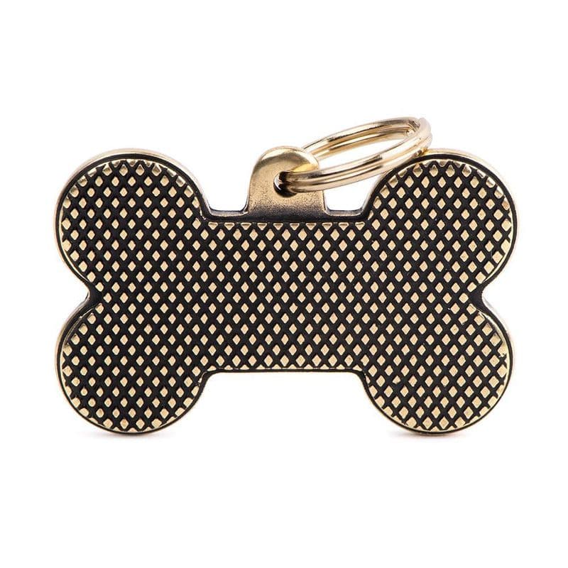 MyFamily Big Bone Bronx Rhombus English Brass Engraved Tag