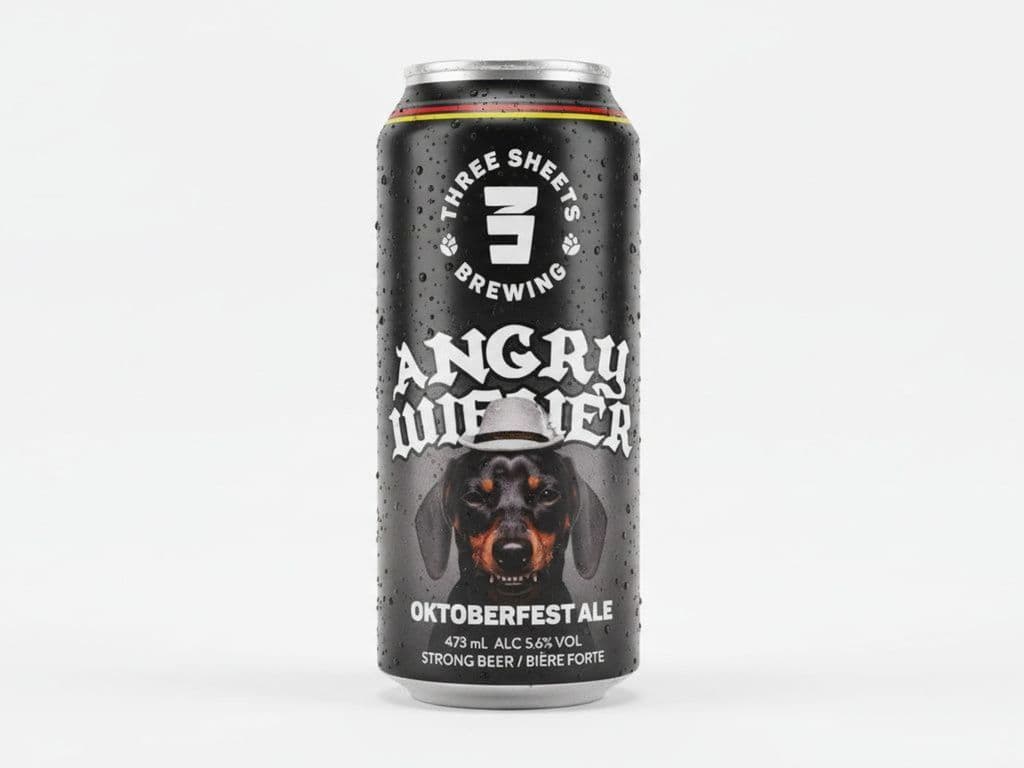 Three Sheets Brewing - Angry Weiner Oktoberfest ALE, Individual 473ml beer can (5.6% ABV)
