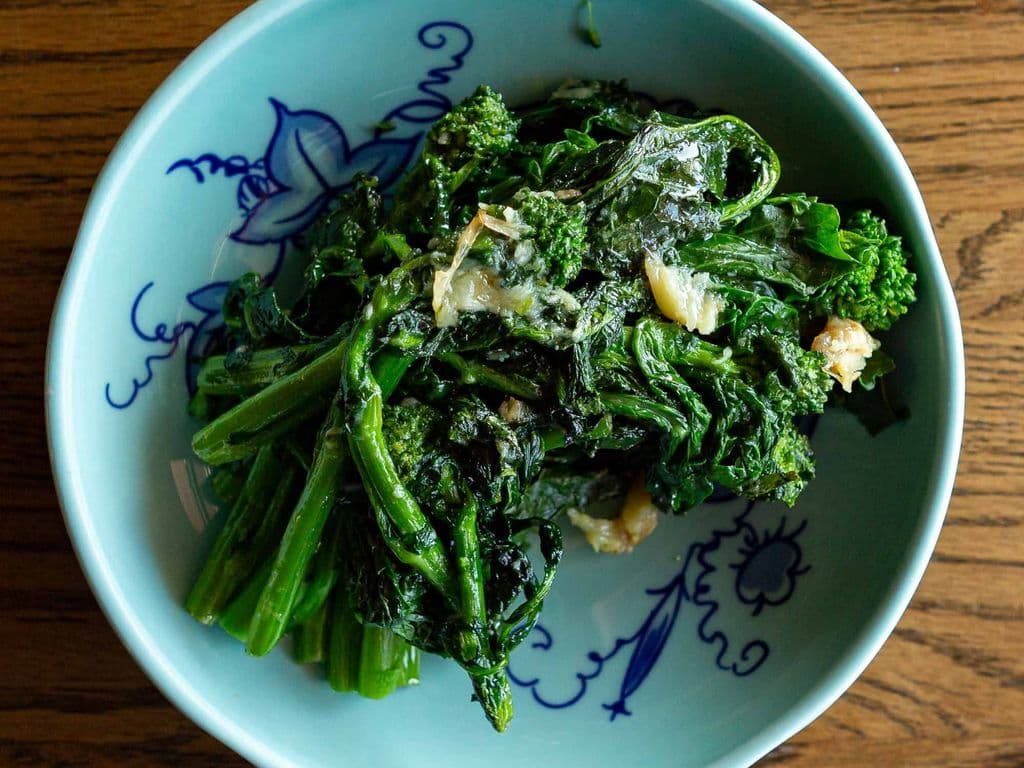 Seared Greens & Roasted Garlic