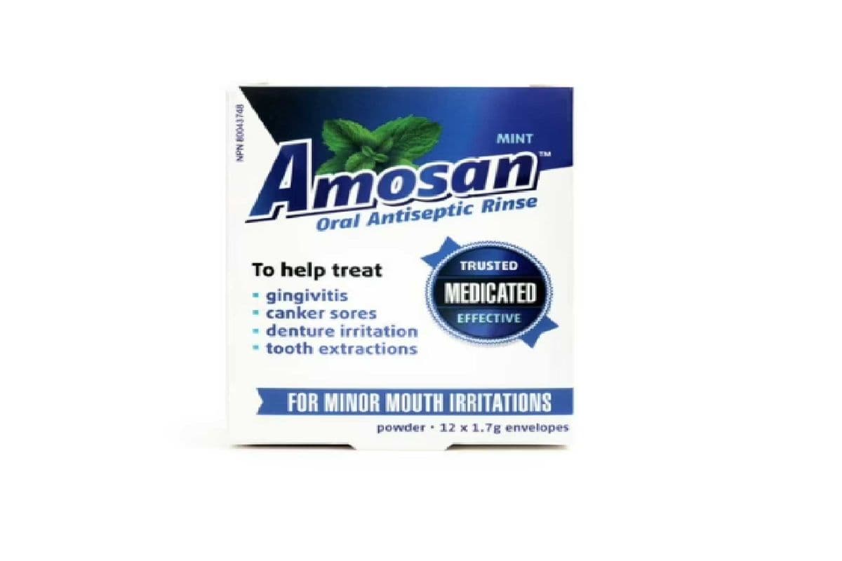 AMOSAN ORAL ANTISEPTIC RINSE 12 PACK (12 PACKETS )