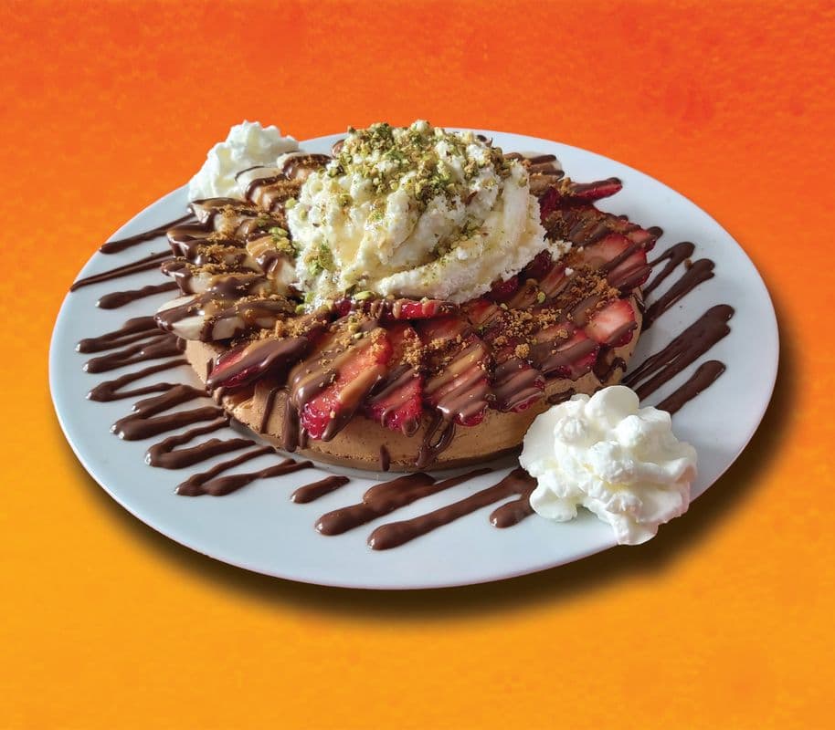 Royal Strawberry Banana Ashta Waffle