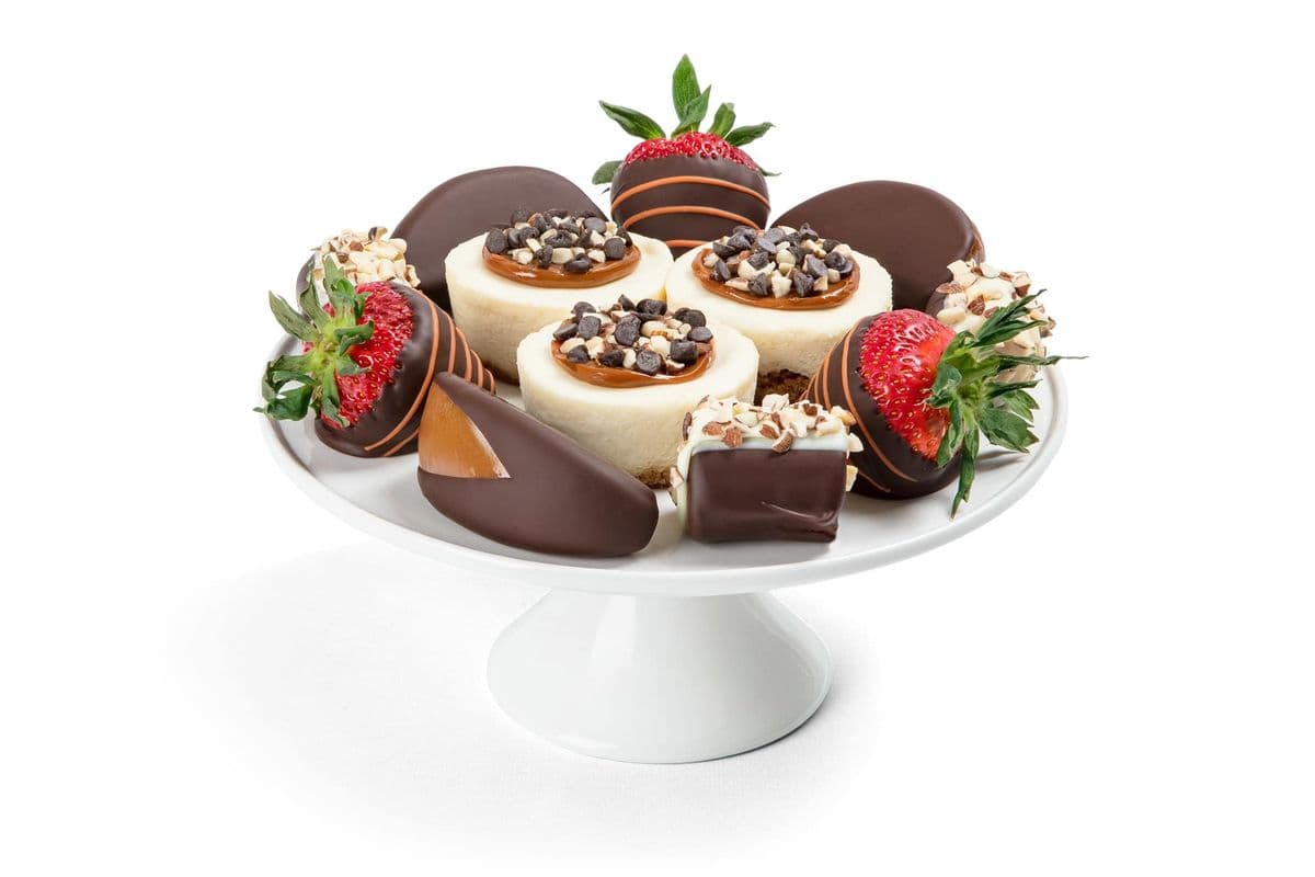 Dulce de Leche Turtle Cheesecake & Chocolate Fruit Platter