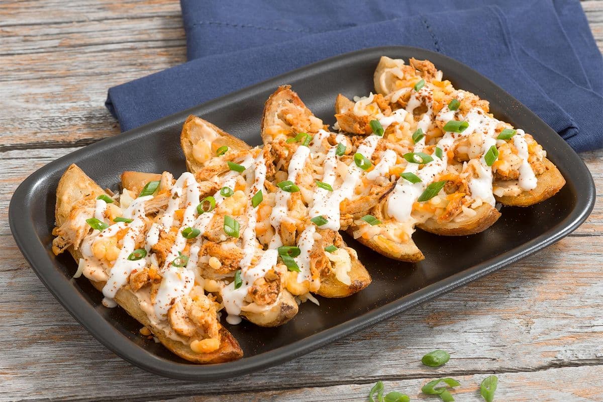Buffalo Chicken Potato Skins