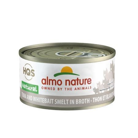 Almo Nature HQS Natural Tuna and Whitebait Smelt in Broth Grain Free Wet Cat Food 70g