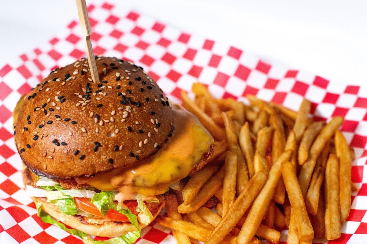 Crispy Chicken Burger and Fries