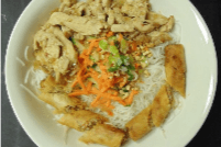 17. Vermicelli with Satay Chicken and Pork Spring Rolls