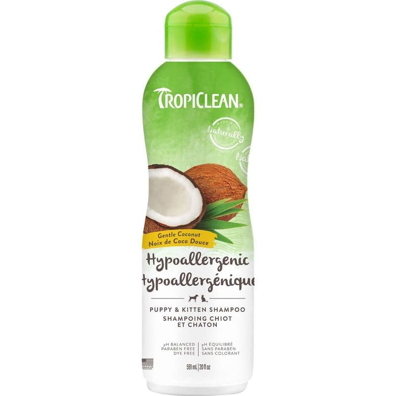 Tropiclean Gentle Coconut Hypoallergenic Puppy & Kitten Shampoo, For Pets With Allergies 20 Oz