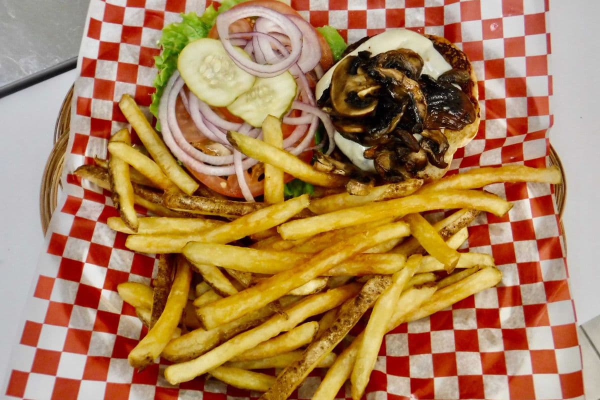 Mushroom Swiss Burger w/Fries