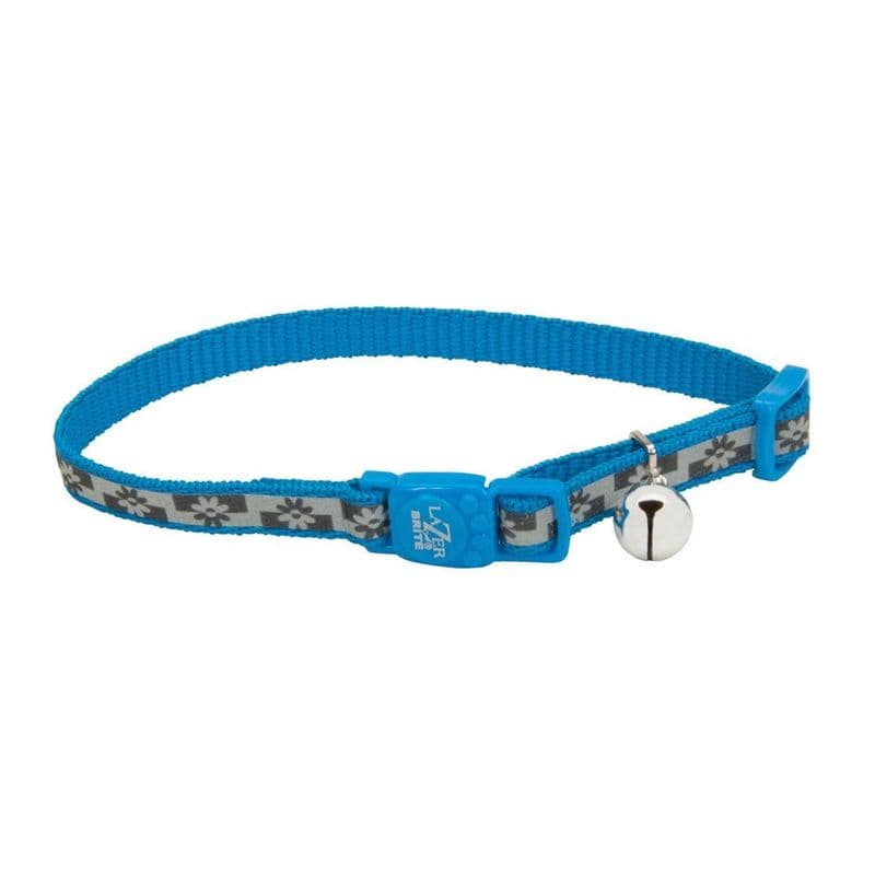 Coastal Lazer Brite Reflective Adjustable Breakaway Collar Blue Lagoon Flower Cat 3/8 x 8-12in