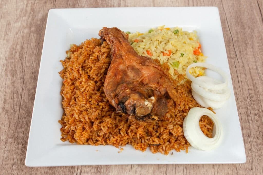 Fried Rice, Jollof Rice, and Turkey