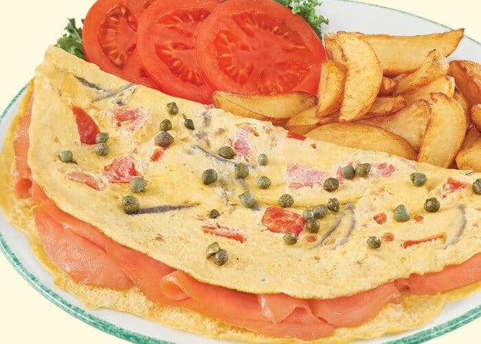 Smoked salmon omelette (700 Cals.)