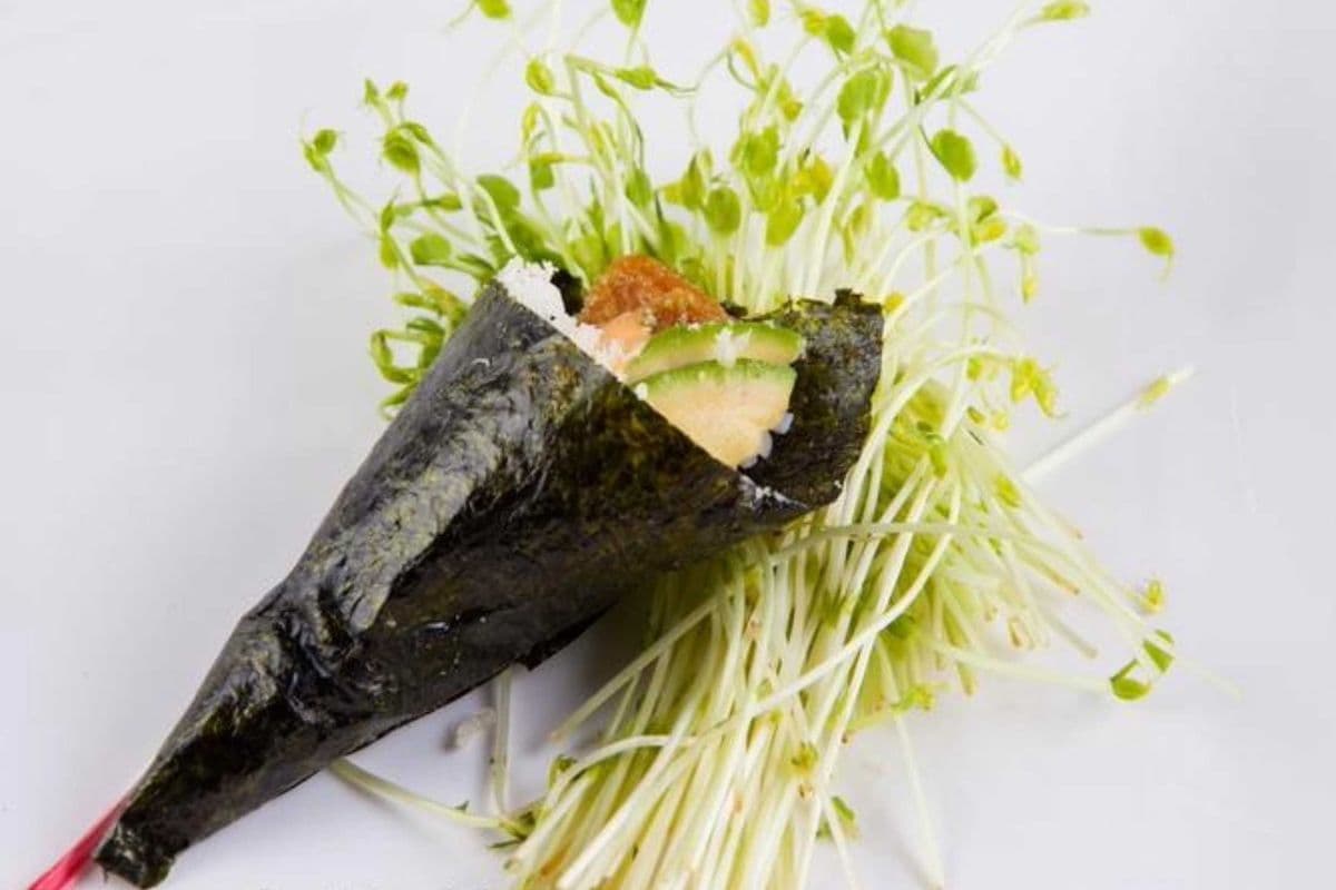 Spicy Inari and Avocado Temaki Hand Roll