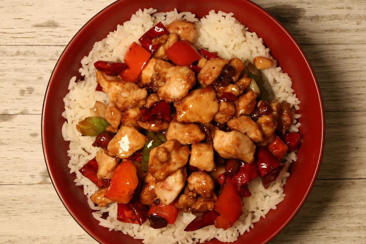 Kung-Pao Chicken Over Rice Bowl