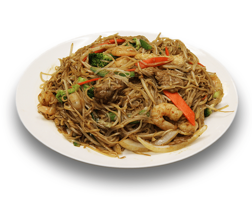 Pho Ying Special Stir-Fried Rice Noodles with Beef, Chicken, Shrimps, and Vegetables
