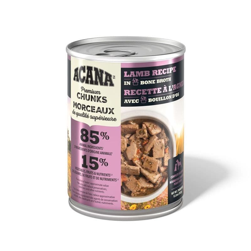 Acana Premium Chunks Wet Dog Food Lamb Recipe in Bone Broth 363g