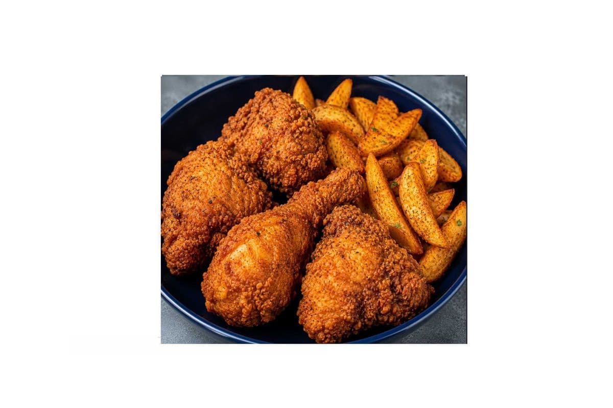 4 Pieces of Crispy Fry Chicken With Wedges