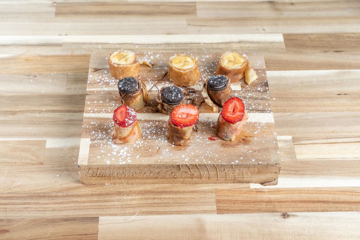 Sushi crêpes nutella fraise (Cinq morceaux)