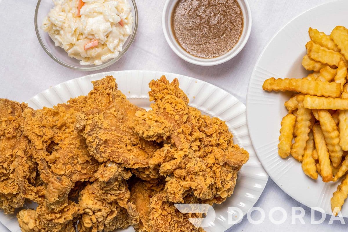 5 pc family(For 2, 3 dark, 2 white, L-fries, M-Gravy, M-salad)