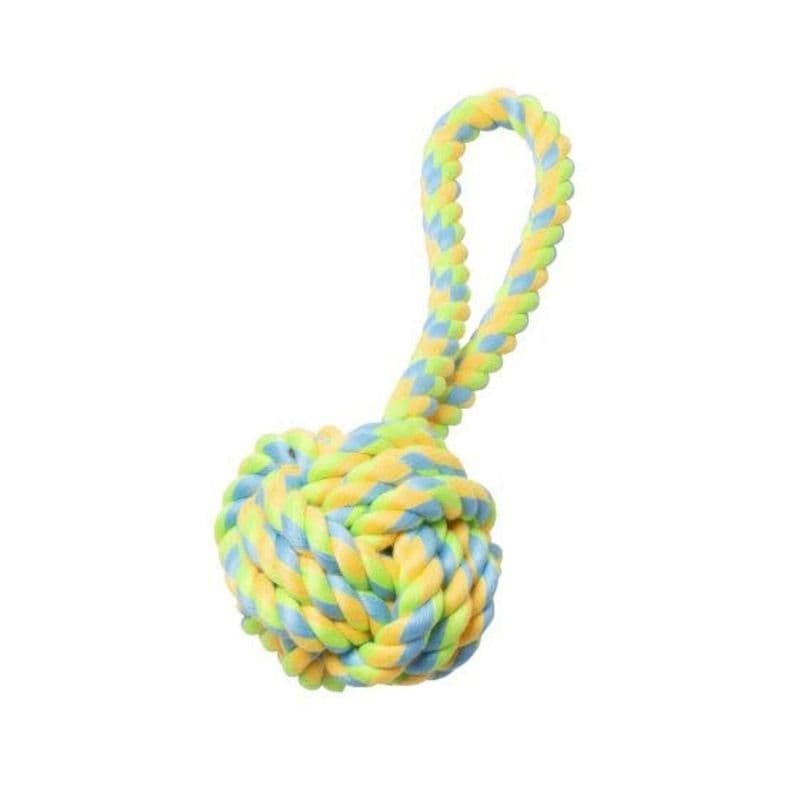 Bud'Z Rope Monkey Fist with Stem & Loop Green & Yellow 15”