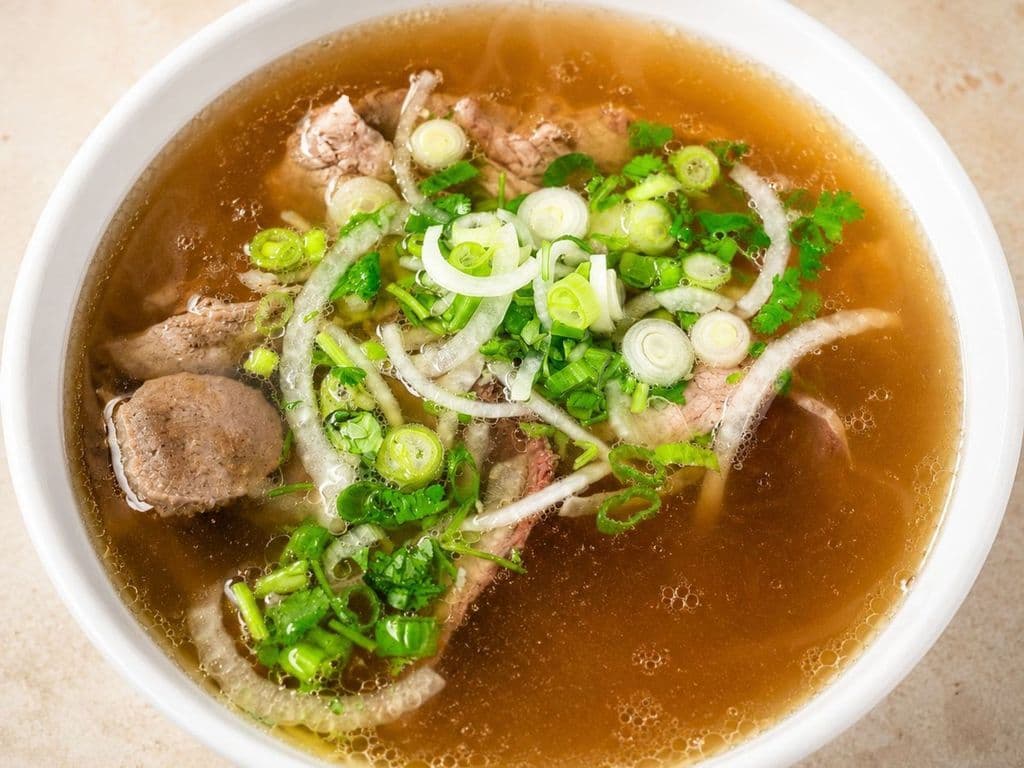 219. Well Done Brisket and Beef Ball Rice Noodle Soup