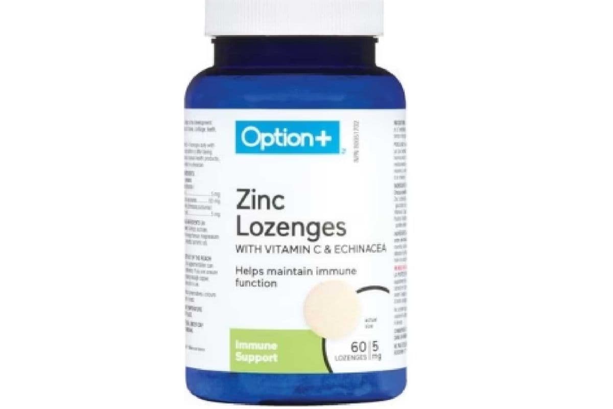 OPTION+ ZINC 5MG LOZENGES WITH VITAMIN C AND ECHINACEA 60 PACK (60 LOZENGES)