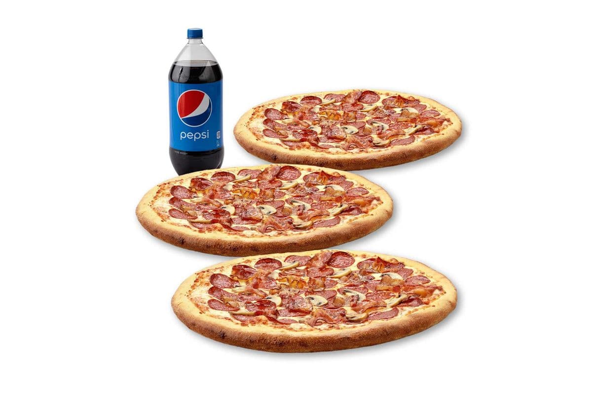 Spécial 3 Pizzas Moyennes -Québécoise / Medium 3 Pizza Special - Québécoise