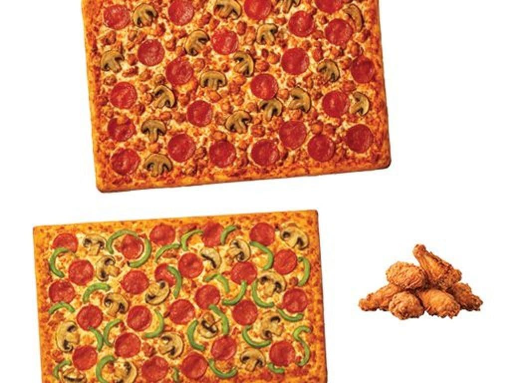 2 Square Pizzas & 30 Wings