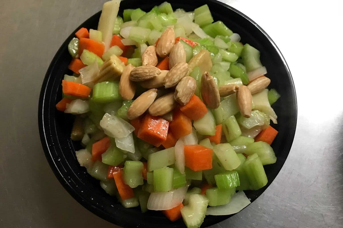 Diced Vegetables and Almonds