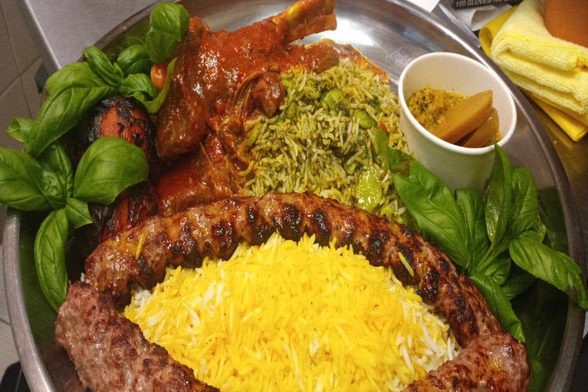 Beef Kebab Kobideh with Saffron Rice