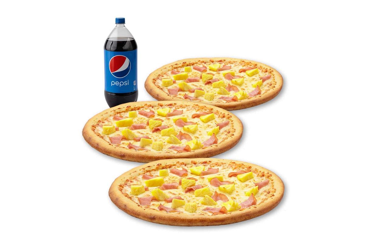 Spécial 3 Pizzas X-Larges - Hawaïenne / X-Large 3 Pizza Special - Hawaiian