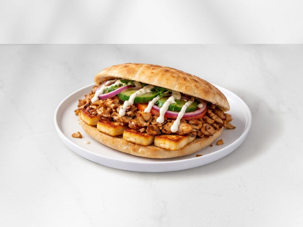 Halloumi Cheese Chicken Shawarma (Doner) Sandwich
