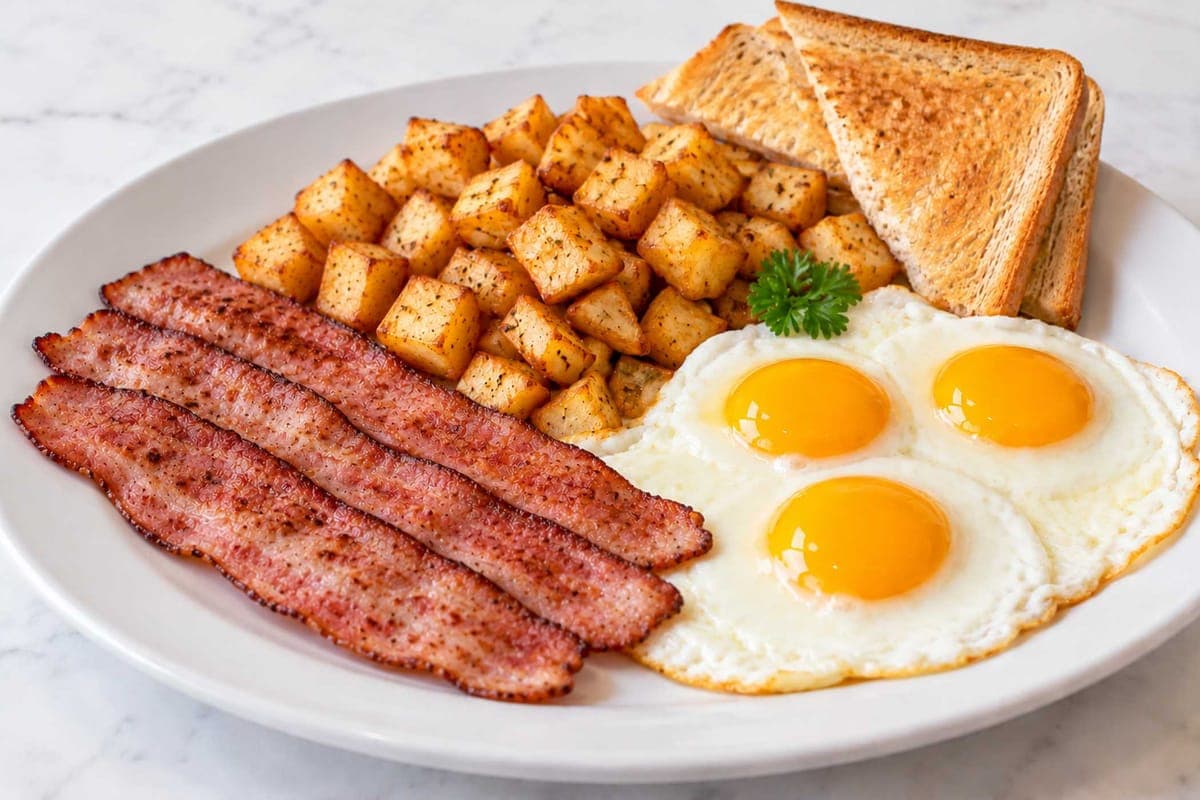 Turkey Bacon and Three Eggs