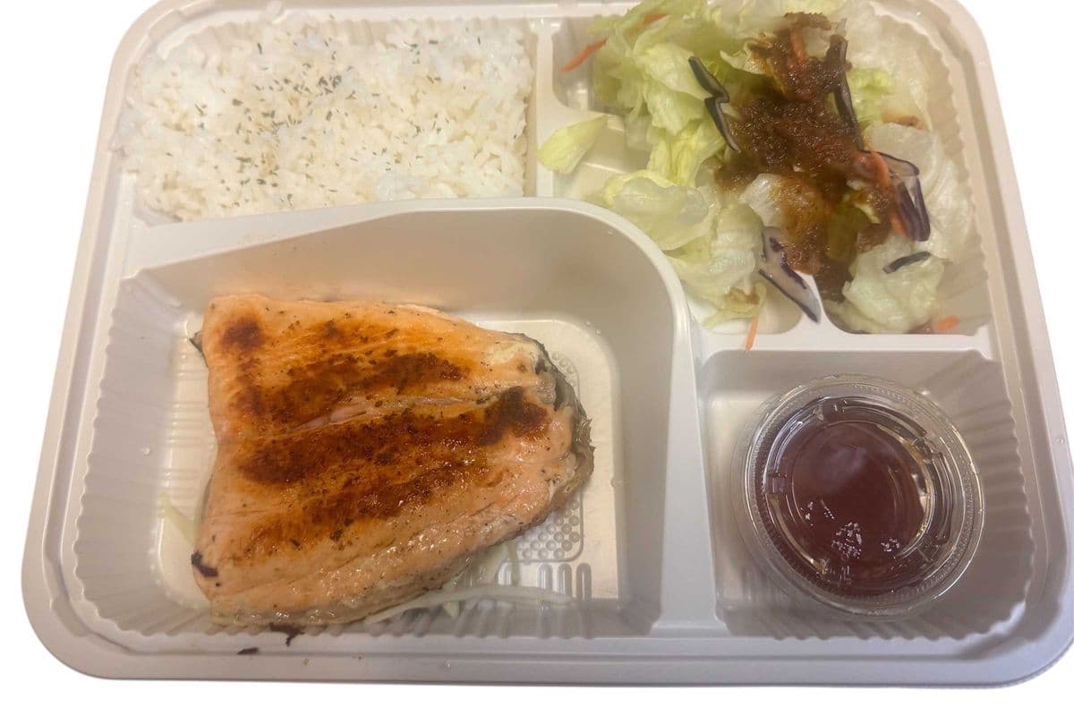 B4) Salmon Teriyaki and Tempura Bento