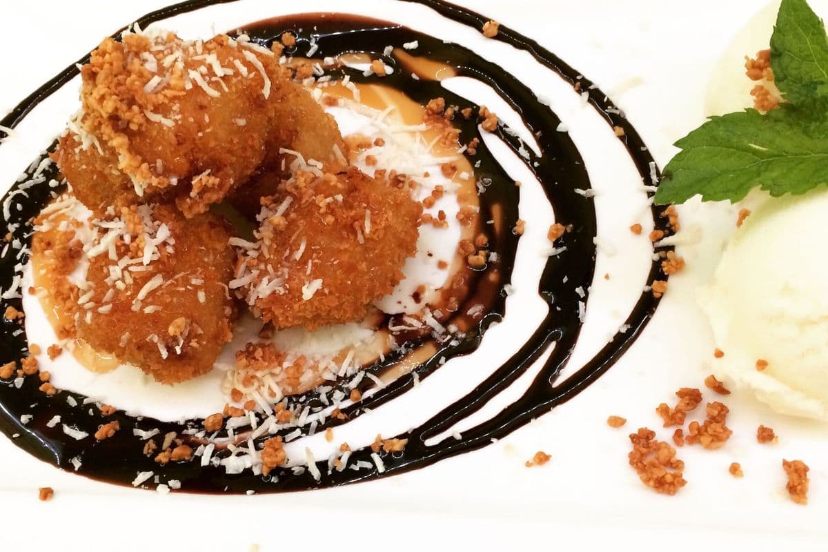 Deep-Fried Banana with Vanilla Ice Cream
