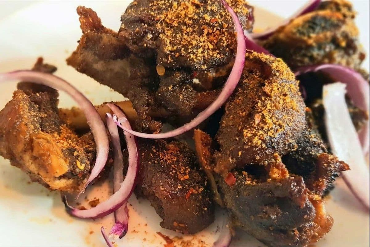 Suya Goat with Fried Plantain