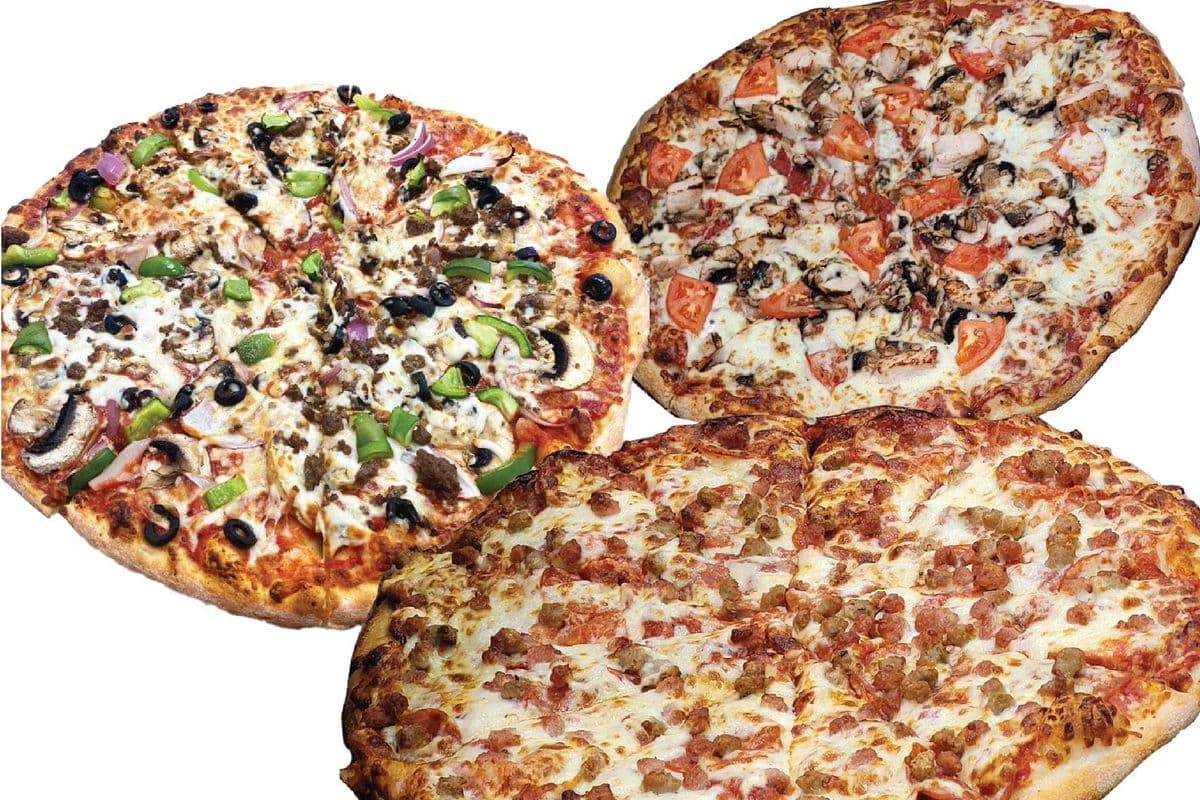 Three Large Pizzas