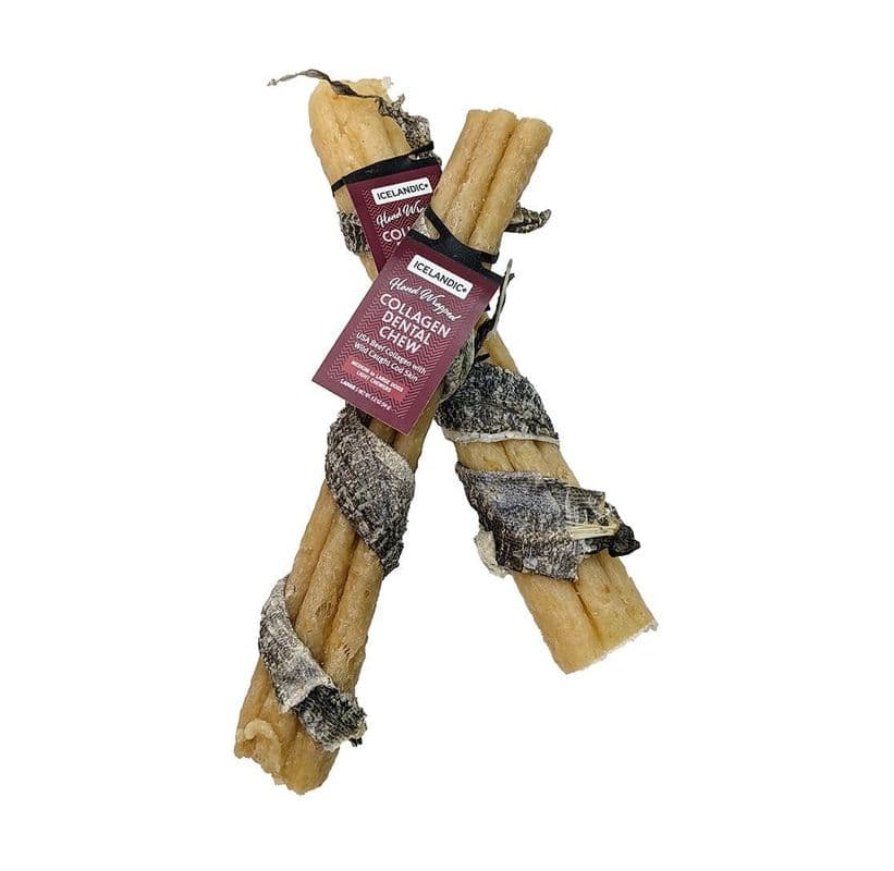 Icelandic+ Beef Collagen Dental Chew Wrapped With Cod Skin 8"
